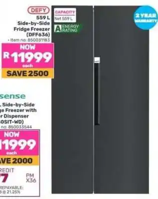 DEFY 559 L Side-by-Side Fridge Freezer (DFF636)