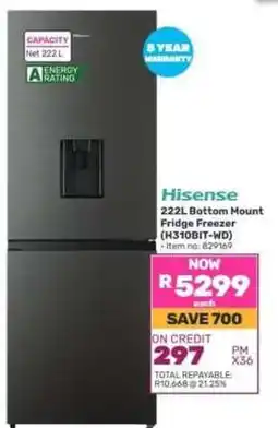 Game Hisense 222L Bottom Mount Fridge Freezer H310BIT-WD offer