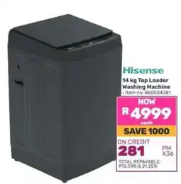 Game Hisense 14 kg Top Loader Washing Machine offer