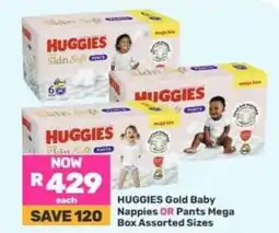 Game HUGGIES Gold Baby Nappies OR Pants Mega Box Assorted Sizes offer