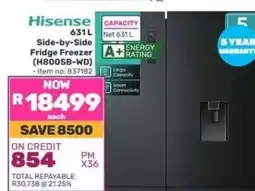 Game Hisense 631L Side-by-Side Fridge Freezer (H800SB-WD) offer
