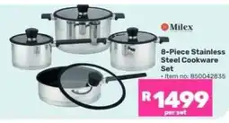 Game Milex 8-Piece Stainless Steel Cookware Set offer