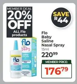 Dis-Chem Flo Baby Saline Nasal Spray offer