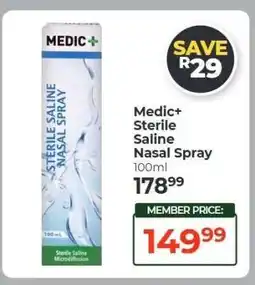 Dis-Chem Medic+ Sterile Saline Nasal Spray offer