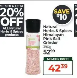 Dis-Chem Natural Herbs & Spices Himalayan Pink Salt Grinder offer