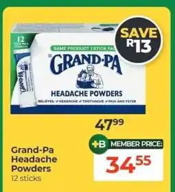 Dis-Chem GRAND-PA HEADACHE POWDERS offer