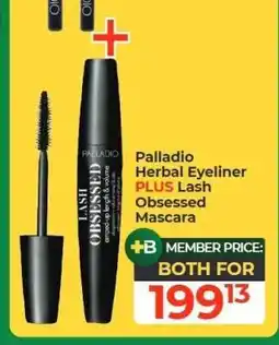 Dis-Chem Palladio Herbal Eyeliner PLUS Lash Obsessed Mascara offer