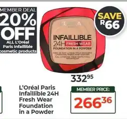 Dis-Chem L'Oréal Paris Infaillible 24H Fresh Wear Foundation in a Powder offer