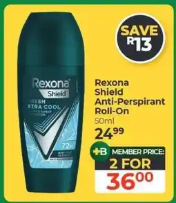 Dis-Chem Rexona Shield Anti-Perspirant Roll-On offer