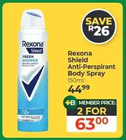 Dis-Chem Rexona Shield Anti-Perspirant Body Spray offer