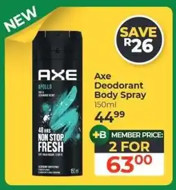 Dis-Chem Axe Deodorant Body Spray offer