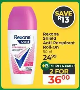 Dis-Chem Rexona Shield Anti-Perspirant Roll-On offer
