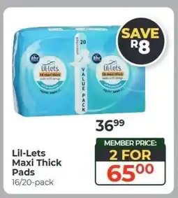Dis-Chem Lil Lets Maxi Thick Pads offer