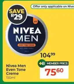 Dis-Chem Nivea Men Even Tone Creme offer