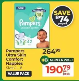 Dis-Chem Pampers Ultra Skin Comfort Nappies offer