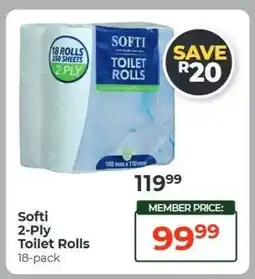Dis-Chem Softi 2-Ply Toilet Rolls offer