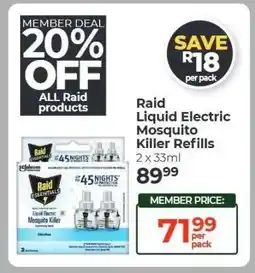 Dis-Chem Raid Liquid Electric Mosquito Killer Refills offer