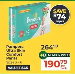 Dis-Chem Pampers Ultra Skin Comfort Pants offer