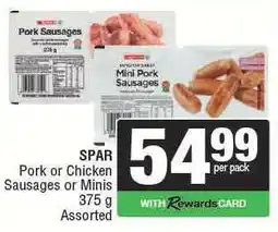 Spar SPAR Pork or Chicken Sausages or Minis offer