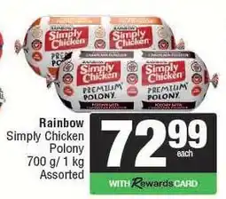 Spar Rainbow Simply Chicken Polony offer