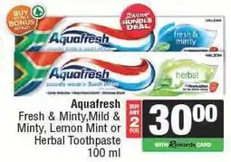 Spar AQUAFRESH TOOTHPASTE offer