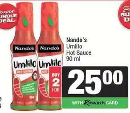 Spar Nando's Umlilo Hot Sauce 90 ml offer