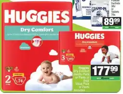 Spar Huggies Dry Comfort Jumbo Pack or Pants or Gold Value Pack or Pants Assorted offer