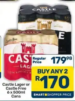 Pick n Pay Hypermarket Castle Lager or Castle Free 6 x 500ml Cans offer
