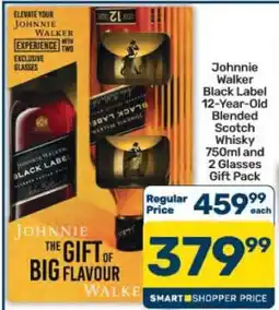 Pick n Pay Hypermarket Johnnie Walker Black Label 12-Year-Old Blended Scotch Whisky 750ml and 2 Glasses Gift Pack offer