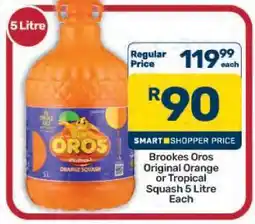 Pick n Pay Hypermarket Brookes Oros Original Orange or Tropical Squash 5 Litre offer