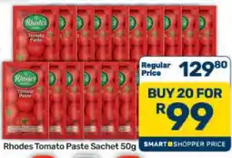 Pick n Pay Hypermarket RHODES Tomato Paste Sachet 50g offer