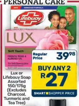 Pick n Pay Hypermarket Lux or Lifebuoy Soap Assorted 150/175g offer