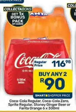 Pick n Pay Hypermarket Coca-Cola Regular, Coca-Cola Zero, Sprite Regular, Stoney Ginger Beer or Fanta Orange 6 x 300ml offer