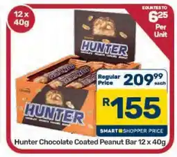 Pick n Pay Hypermarket Hunter Chocolate Coated Peanut Bar 12 x 40g offer