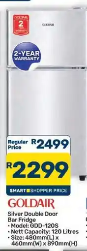 Pick n Pay Hypermarket Goldair Silver Double Door Bar Fridge offer