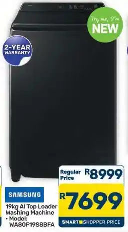 Pick n Pay Hypermarket Samsung 19kg AI Top Loader Washing Machine offer