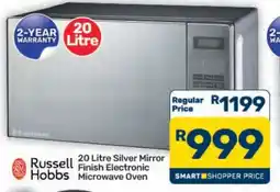 Pick n Pay Hypermarket Russell Hobbs 20 Litre Silver Mirror Finish Electronic Microwave Oven offer