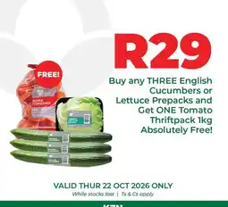 Food Lover's Market English cucumbers or lettuce prepacks and tomato thriftpack 1kg offer