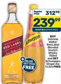 Pick n Pay Liquor Schweppes - johnnie walker red label blended scotch whisky 750ml and ginger ale 1 litre offer