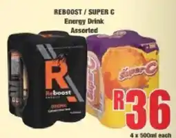 Boxer REBOOST / SUPER C Energy Drink Assorted offer