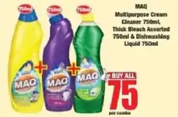 Boxer MAQ Multipurpose Cream Cleaner Thick Bleach Assorted & Dishwashing Liquid offer