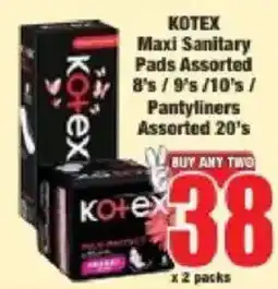 Boxer Kotex Maxi Sanitary Pads Assorted offer