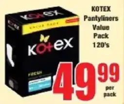 Boxer Kotex Pantyliners offer