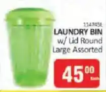 LAUNDRY BIN w/ Lid Round Large Assorted