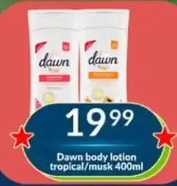 Super Save Dawn body lotion tropical/musk offer
