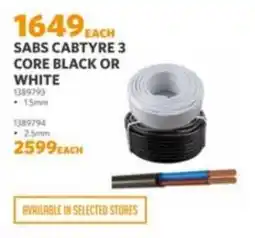 BUCO SABS CABTYRE 3 CORE BLACK OR WHITE offer