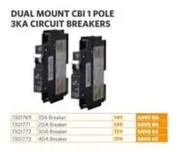 BUCO DUAL MOUNT CBI 1 POLE 3KA CIRCUIT BREAKERS offer