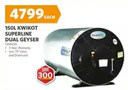 BUCO 150L KWIKOT SUPERLINE DUAL GEYSER offer