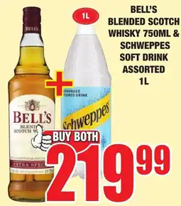 Boxer Liquors Bell's Blended Scotch Whisky & Schweppes Soft Drink Assorted offer