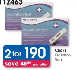 Clicks Clicks Ovulation Tests offer